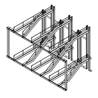 Duplex 2 Tier Bicycle Parking Station - 1 Sided - 12 - PC